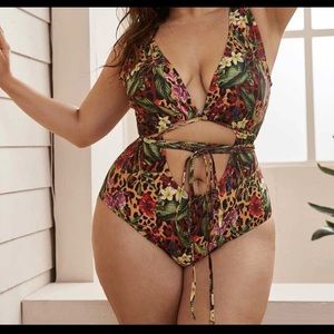 Leopard and floral backless one piece- Size 12